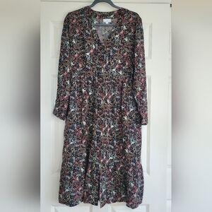 J. Jill Black Floral & Paisley Print Button-Down Midi Dress - Size S